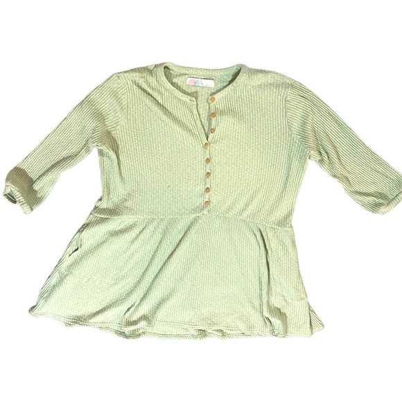 Free People Fp Beach Blossom Button Up T-Shirt Dress Sz S Seafoam Oversized Fit - Picture 2 of 5